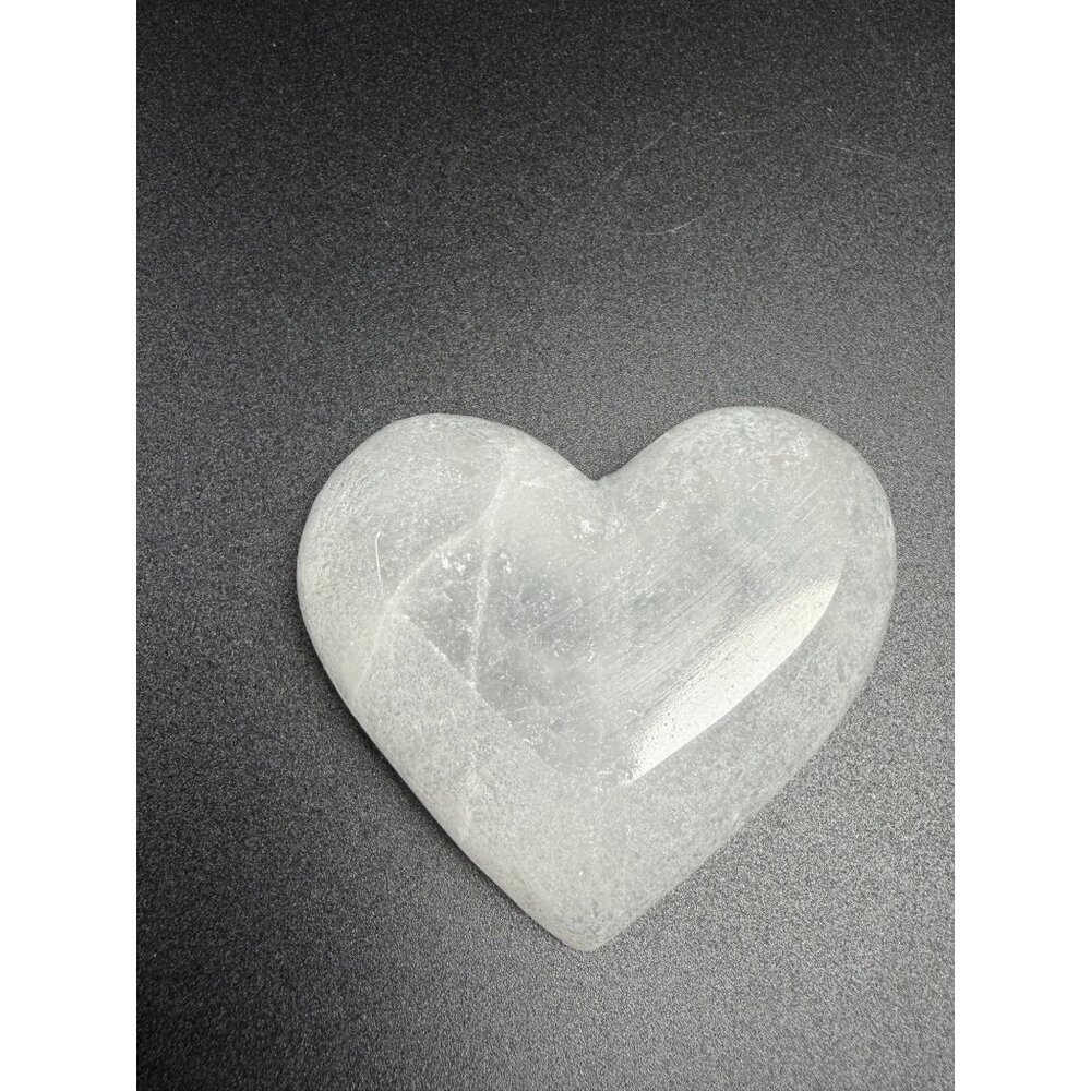 Natural Selenite Heart Charing Bowl Stone Healing Crystal Cleansing 2" 2.8oz - Picture 6 of 10